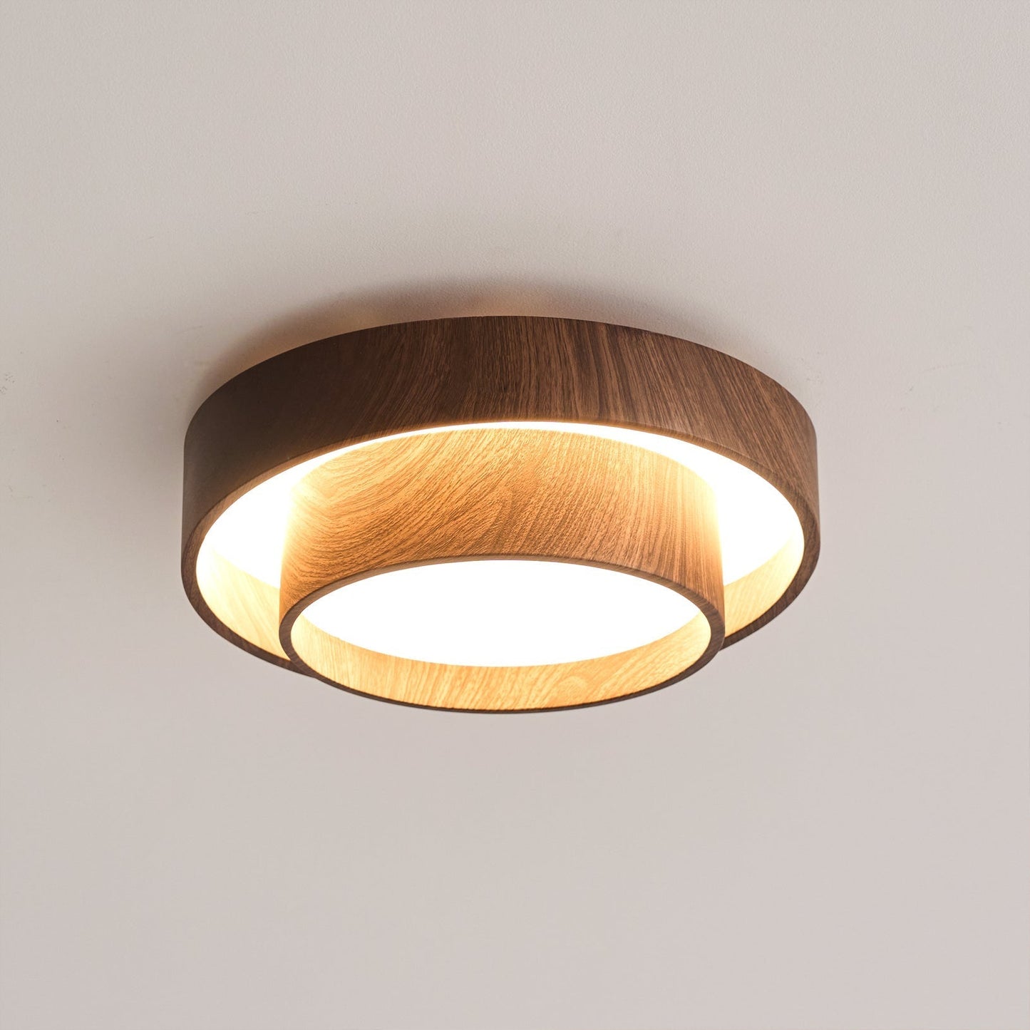 Contemporary Walnut-Finish LED Ceiling Fixture