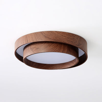 Contemporary Walnut-Finish LED Ceiling Fixture