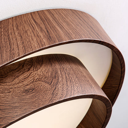 Contemporary Walnut-Finish LED Ceiling Fixture