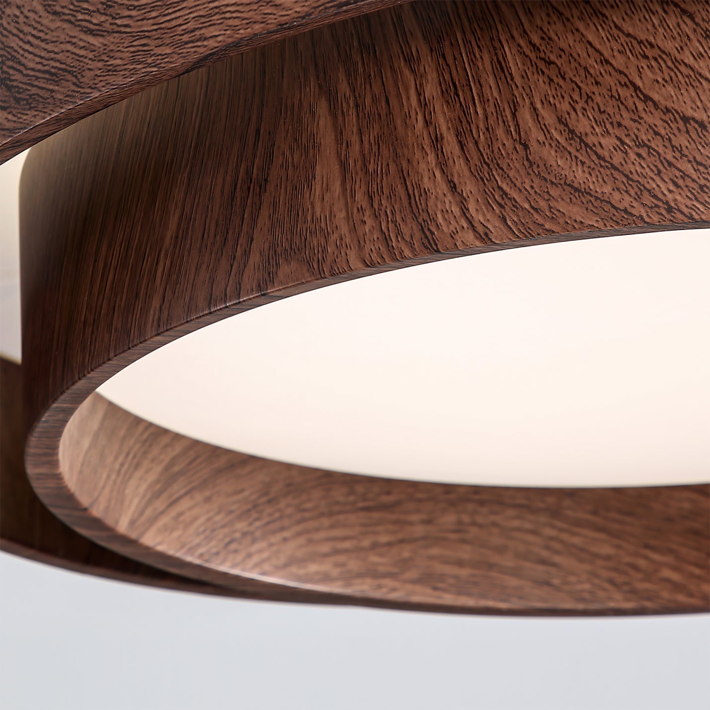Contemporary Walnut-Finish LED Ceiling Fixture