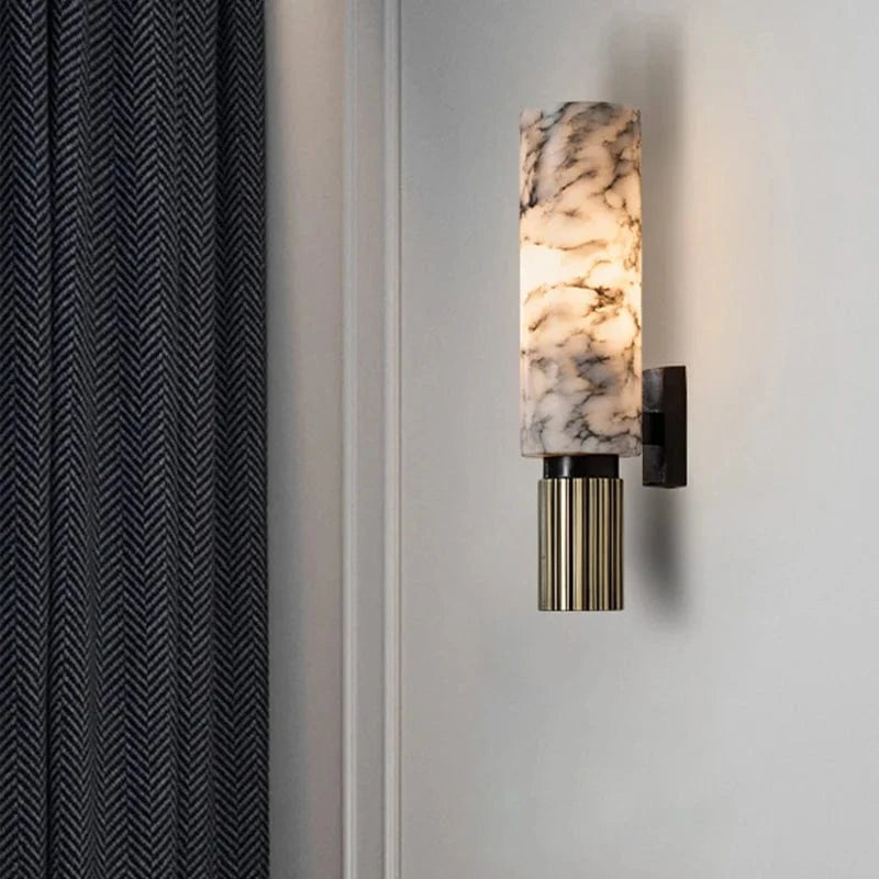Marble Glow Wall Sconce – Stylish Vertical Cylinder Light