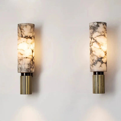 Marble Glow Wall Sconce – Stylish Vertical Cylinder Light