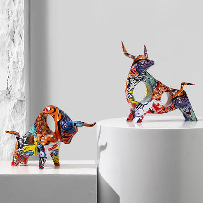 Vibrant Bull Sculpture for Contemporary Home Decor