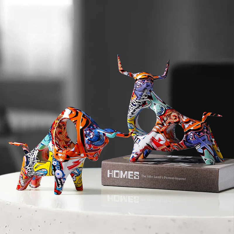 Vibrant Bull Sculpture for Contemporary Home Decor