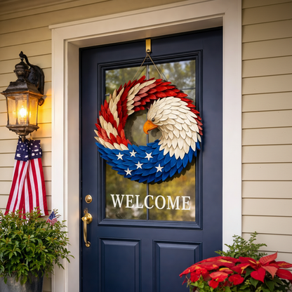 Patriotic Eagle Emblem Wreath - Rustic Home Decoration