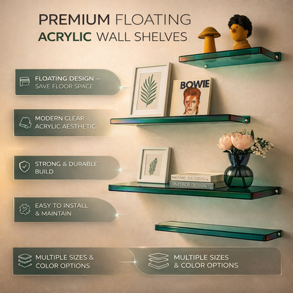 Sleek Wall-Mounted Shelf for Stylish Organization - Clear Acrylic