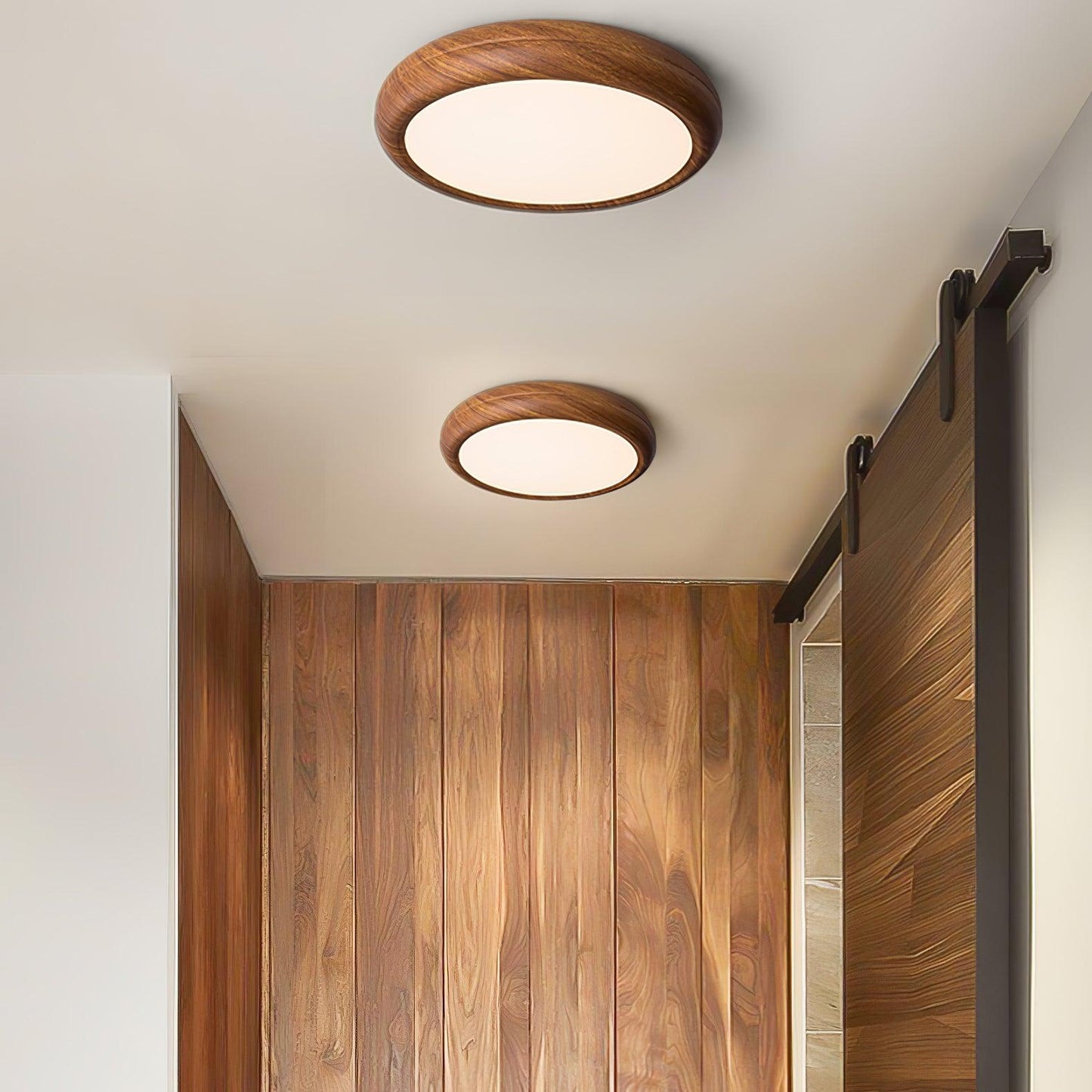 Elegant Wood-Look Flush Mount Ceiling Lamp for Cozy Spaces