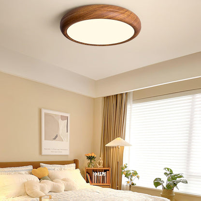 Elegant Wood-Look Flush Mount Ceiling Lamp for Cozy Spaces