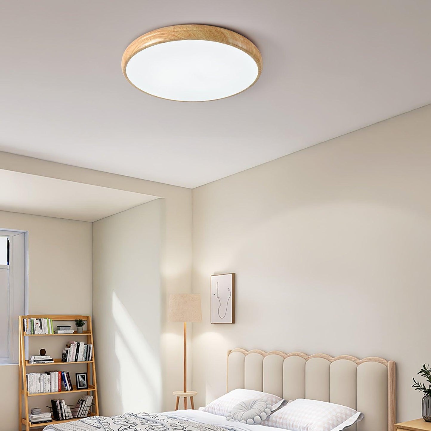 Elegant Wood-Look Flush Mount Ceiling Lamp for Cozy Spaces