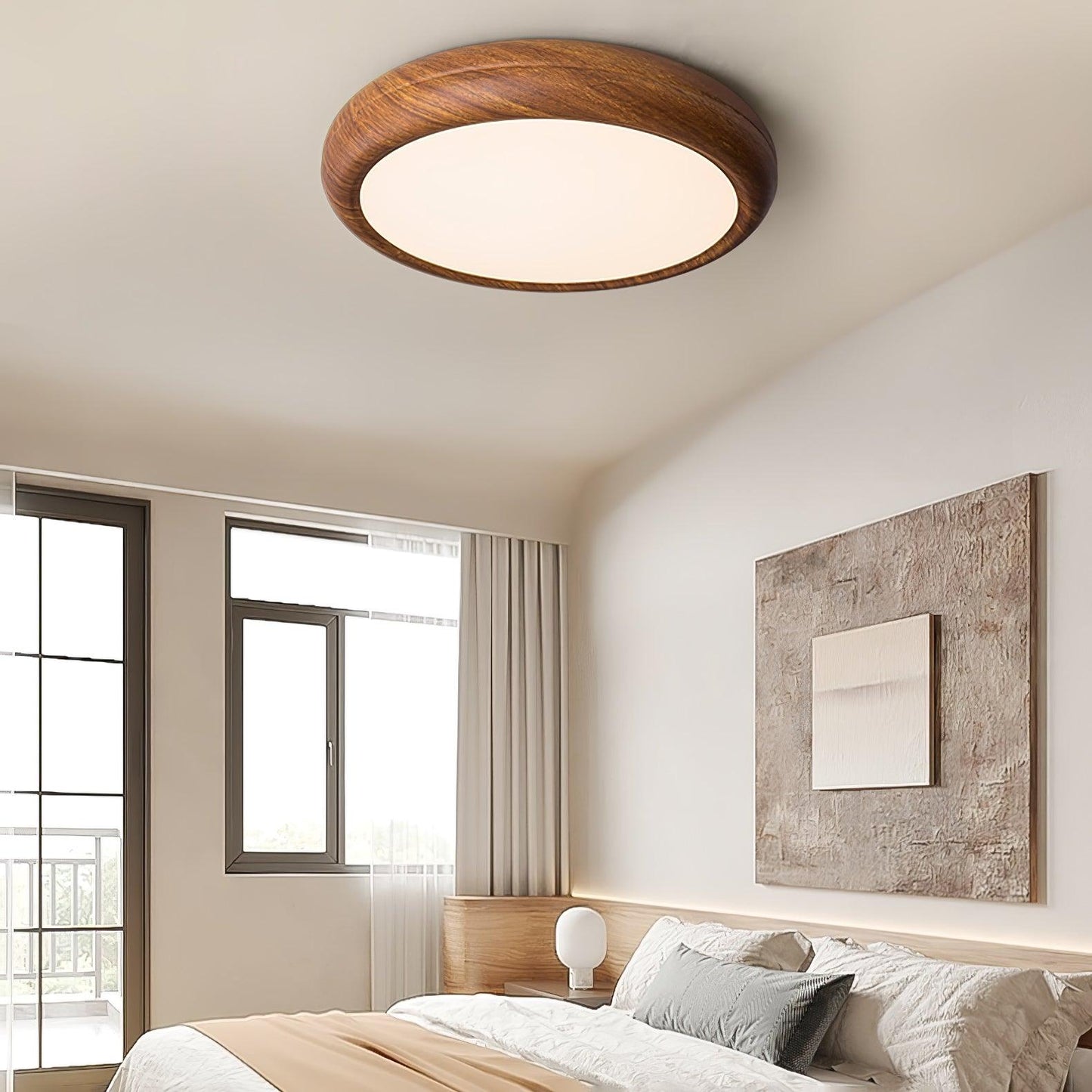 Elegant Wood-Look Flush Mount Ceiling Lamp for Cozy Spaces
