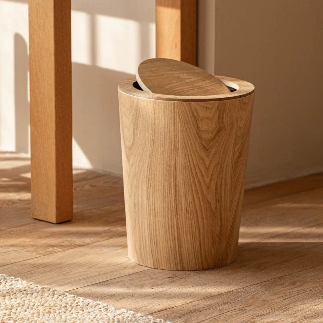 Elegant Dual-Layer Kitchen Waste Container with Swivel Lid
