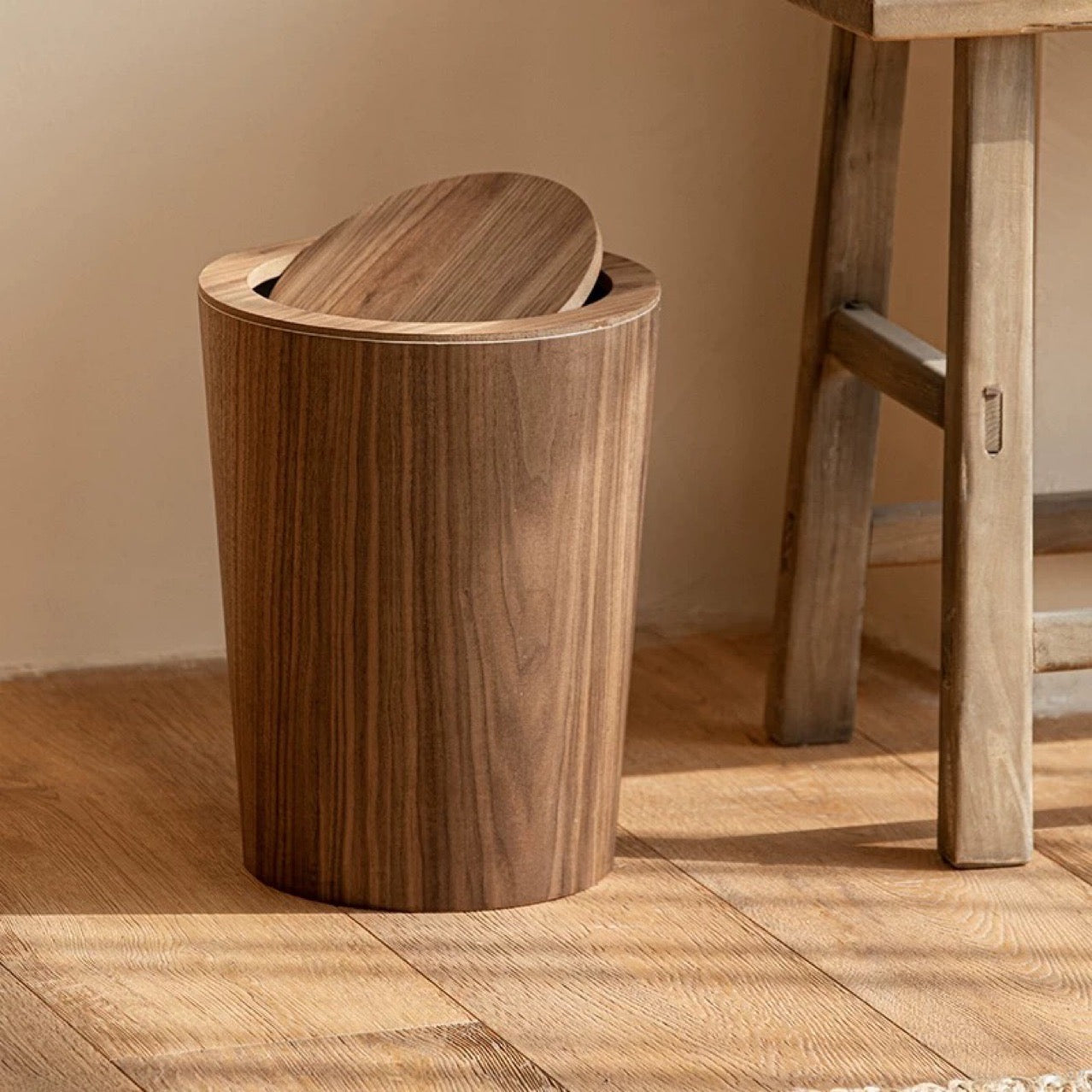 Elegant Dual-Layer Kitchen Waste Container with Swivel Lid