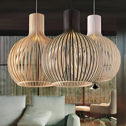 Stylish Wooden Cage Pendant Light Fixture