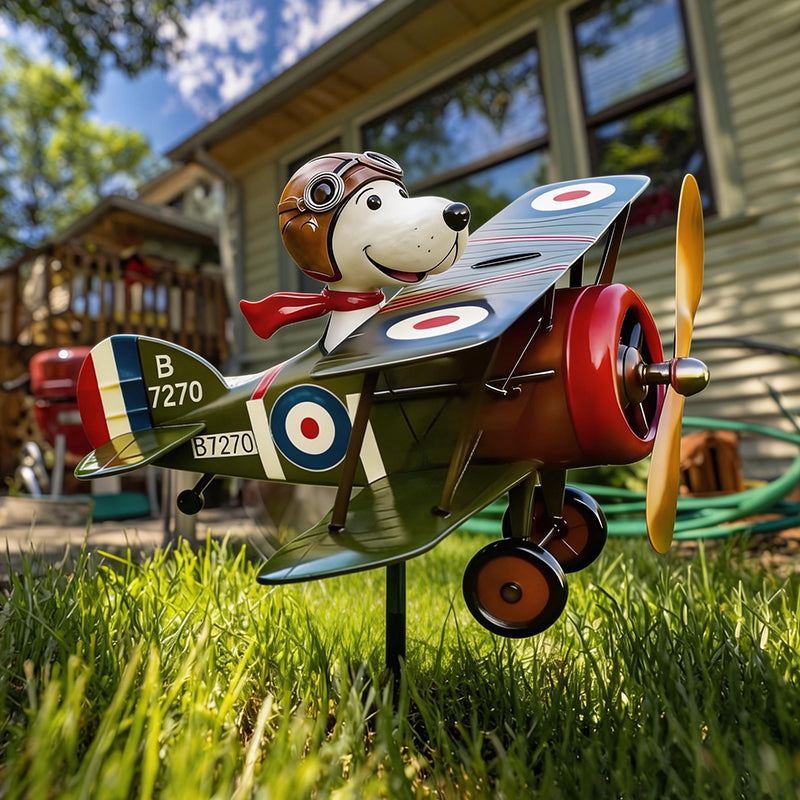 Rust-Resistant Vintage Airplane Wind Twirler for Gardens