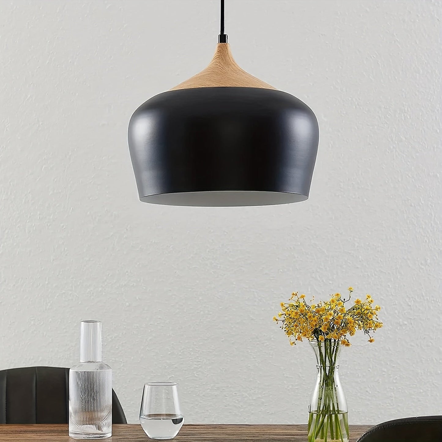 Elegant Pendant Light with Wood and Metal Finish