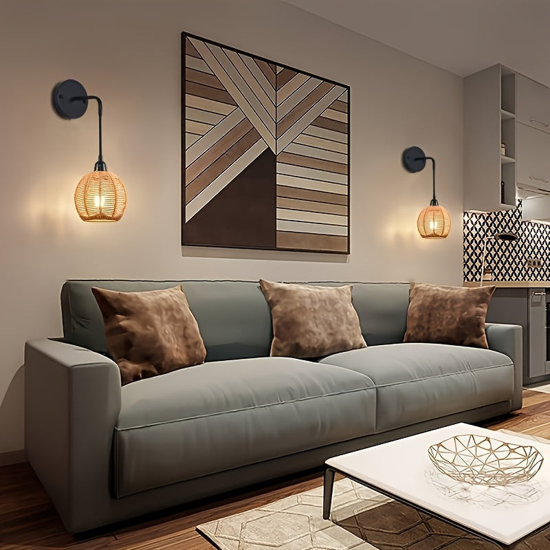 Artisan Rattan Wall Lamp – Chic Sconce for Any Room