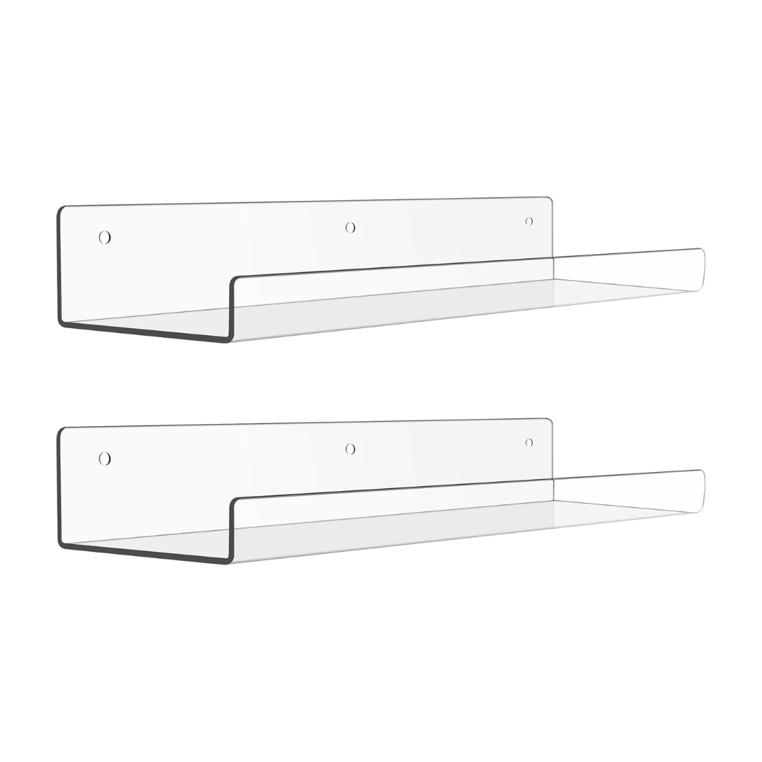 15-Inch Floating Bathroom Organizer Set - Acrylic Wall Shelves