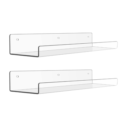 15-Inch Floating Bathroom Organizer Set - Acrylic Wall Shelves