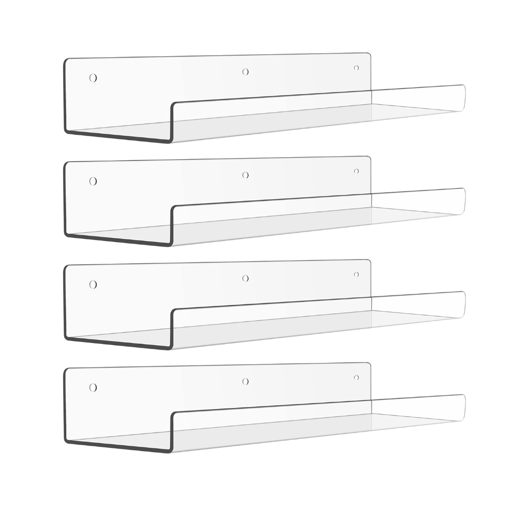 15-Inch Floating Bathroom Organizer Set - Acrylic Wall Shelves
