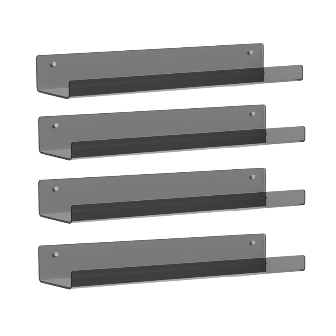 15-Inch Floating Bathroom Organizer Set - Acrylic Wall Shelves