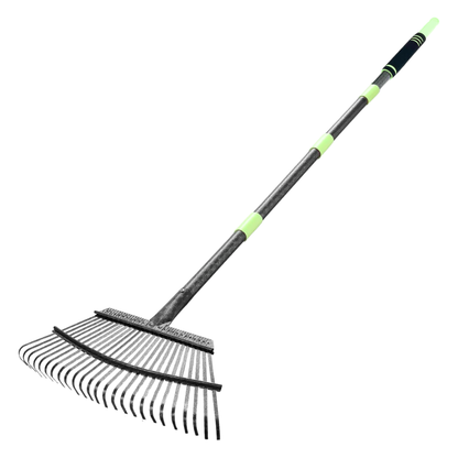 Steel Leaf Rake with 25 Tines and Adjustable Extendable Handle