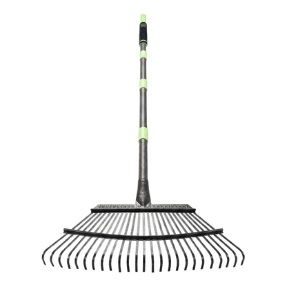 Steel Leaf Rake with 25 Tines and Adjustable Extendable Handle