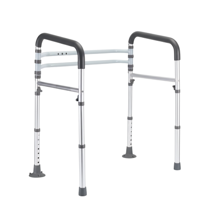 Foldable Toilet Support Rail in Aluminum with Grips, Adjustable