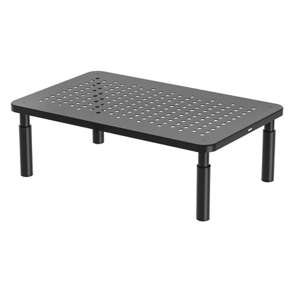 Under-Desk Storage Monitor Stand with Adjustable Height and Ventilated Base