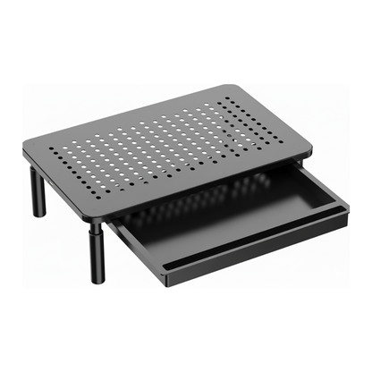 Under-Desk Storage Monitor Stand with Adjustable Height and Ventilated Base