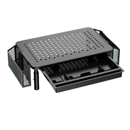 Under-Desk Storage Monitor Stand with Adjustable Height and Ventilated Base