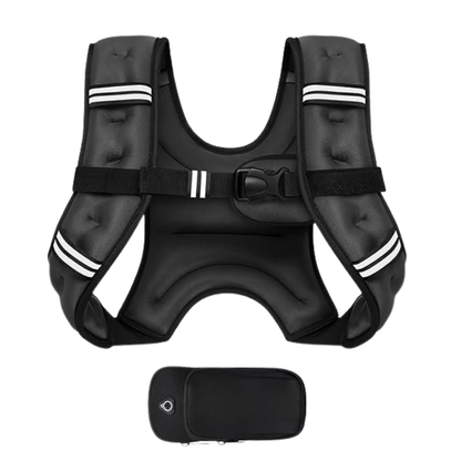 Reflective Strap Weighted Training Vest with Adjustable Fit and Removable Pouch