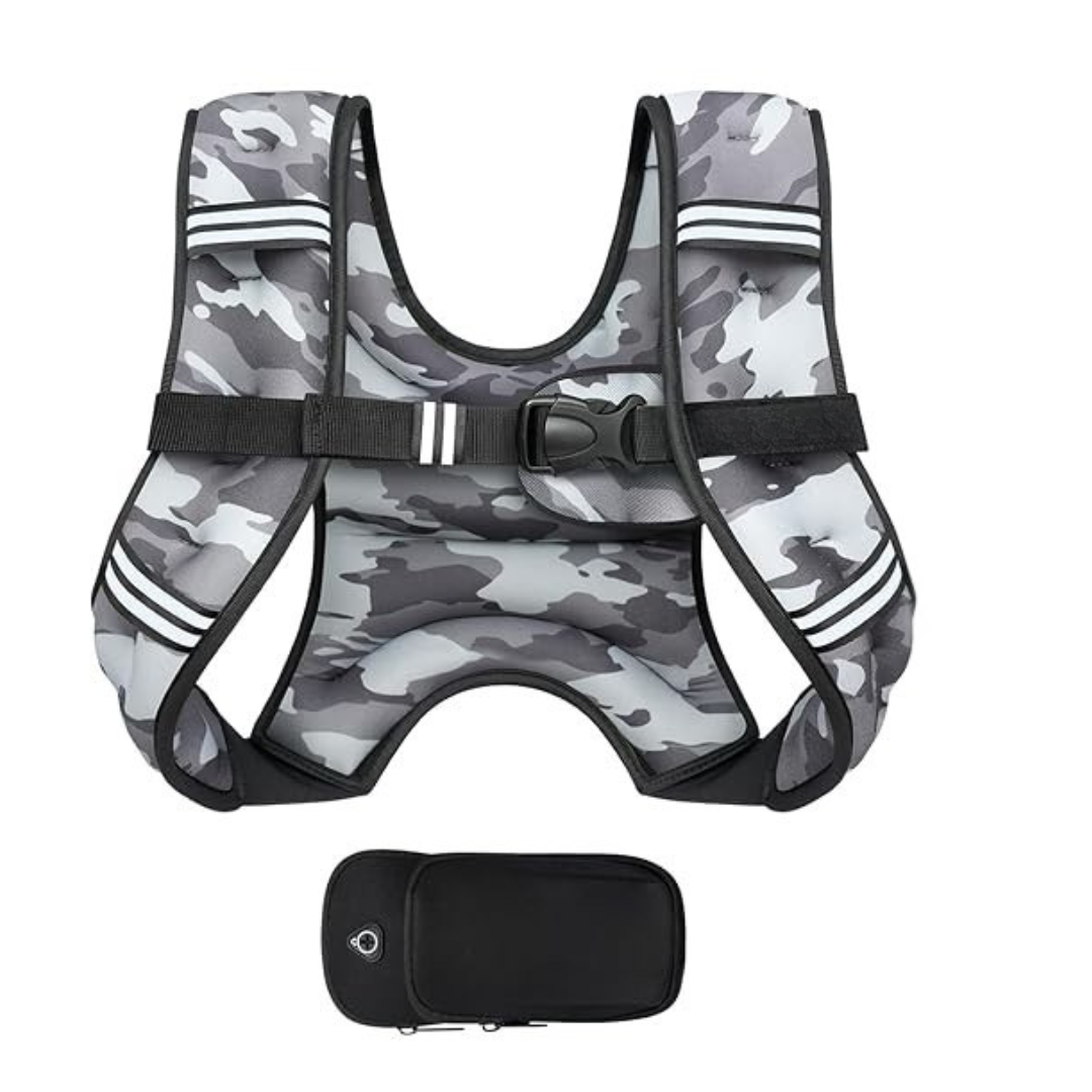 Reflective Strap Weighted Training Vest with Adjustable Fit and Removable Pouch