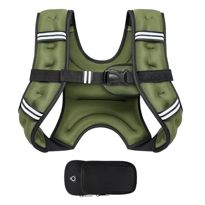 Reflective Strap Weighted Training Vest with Adjustable Fit and Removable Pouch