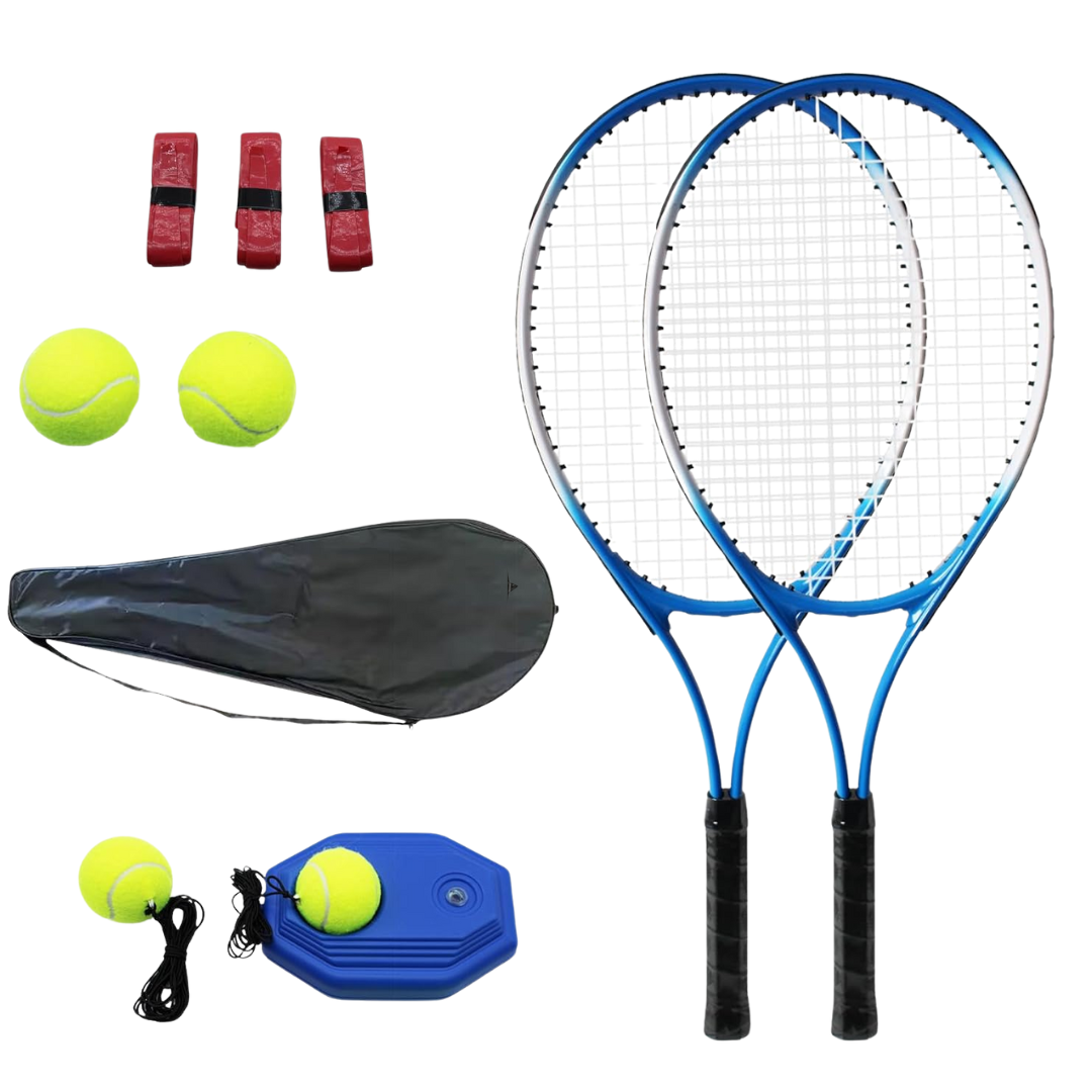 Aluminum Tennis Racket Set for Adults with Trainer, Balls, and Bag
