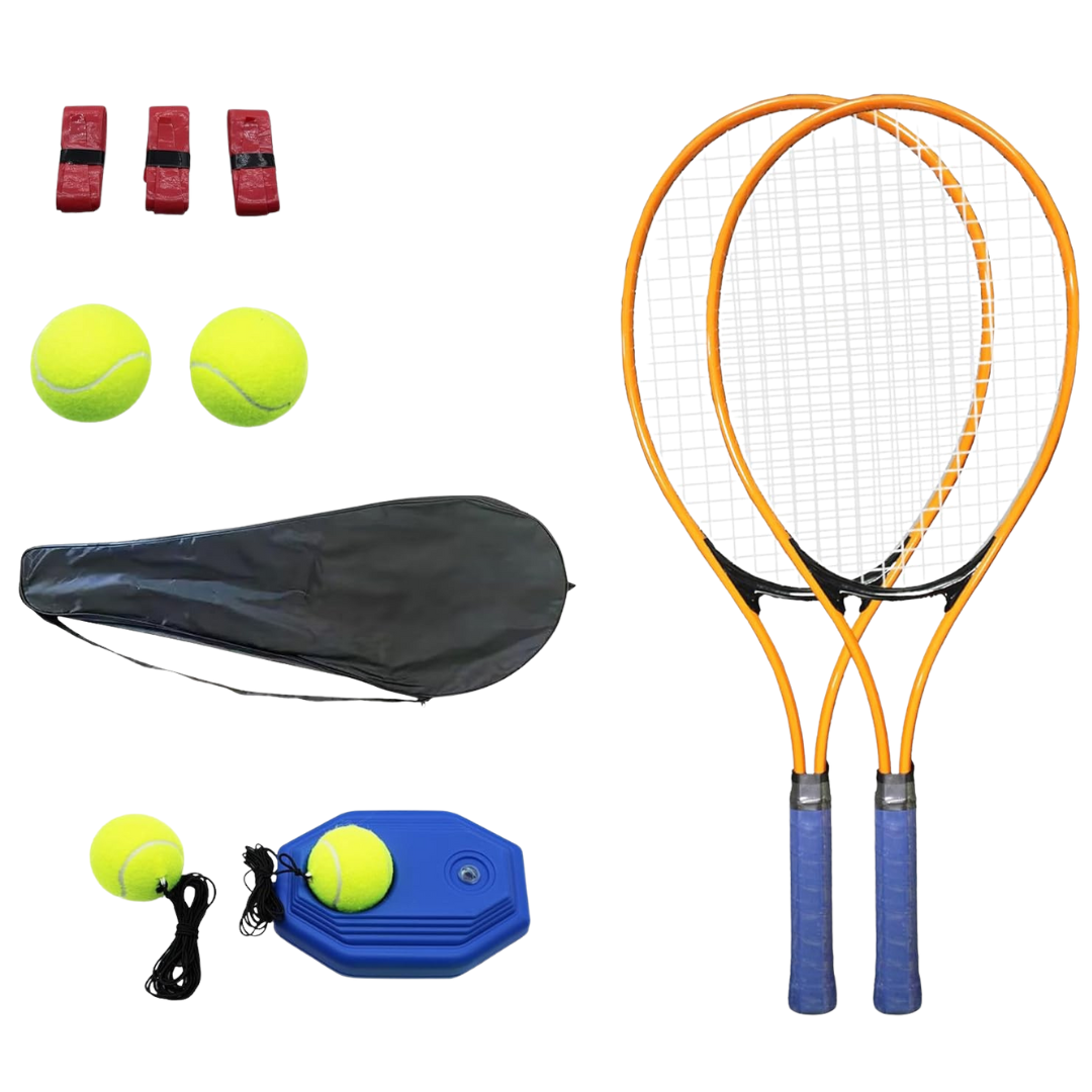 Aluminum Tennis Racket Set for Adults with Trainer, Balls, and Bag