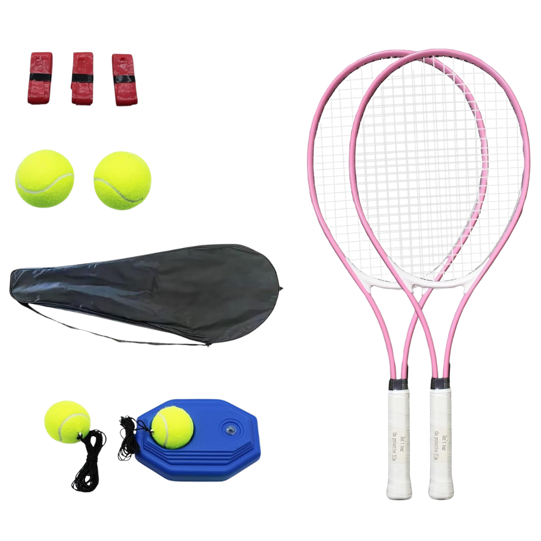 Aluminum Tennis Racket Set for Adults with Trainer, Balls, and Bag