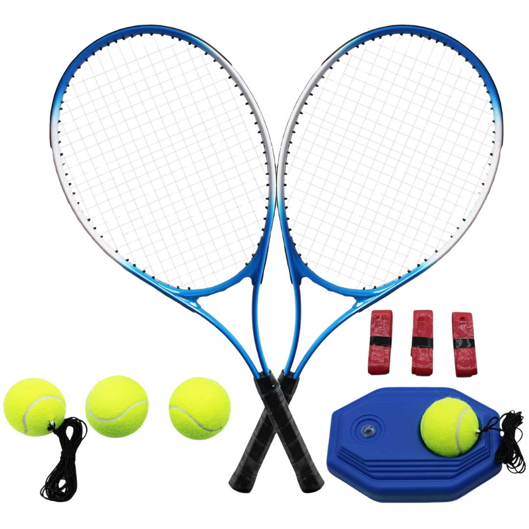 Aluminum Tennis Racket Set for Adults with Trainer, Balls, and Bag