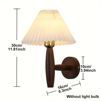 Charming Wooden Wall Light with Pleated Shade for Any Room