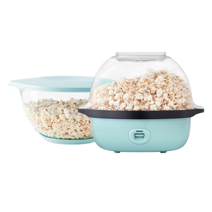 Popcorn Maker with Automatic Stirring, Butter Tray, and Serving Bowl
