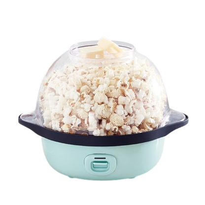 Popcorn Machine with Automatic Stirring, Butter Tray, and Serving Bowl