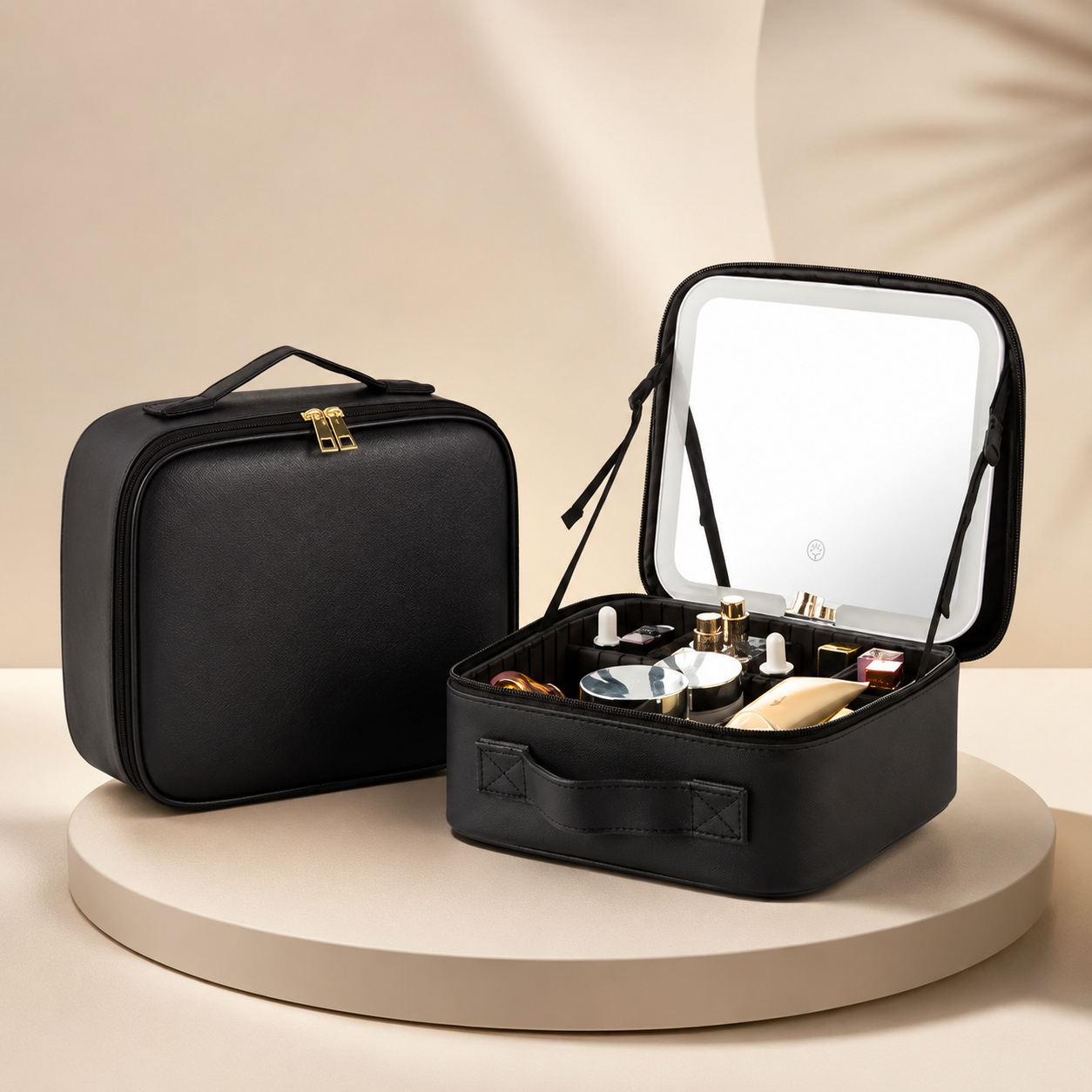 Portable Beauty Organizer with Illuminated Mirror - Perfect for Travel