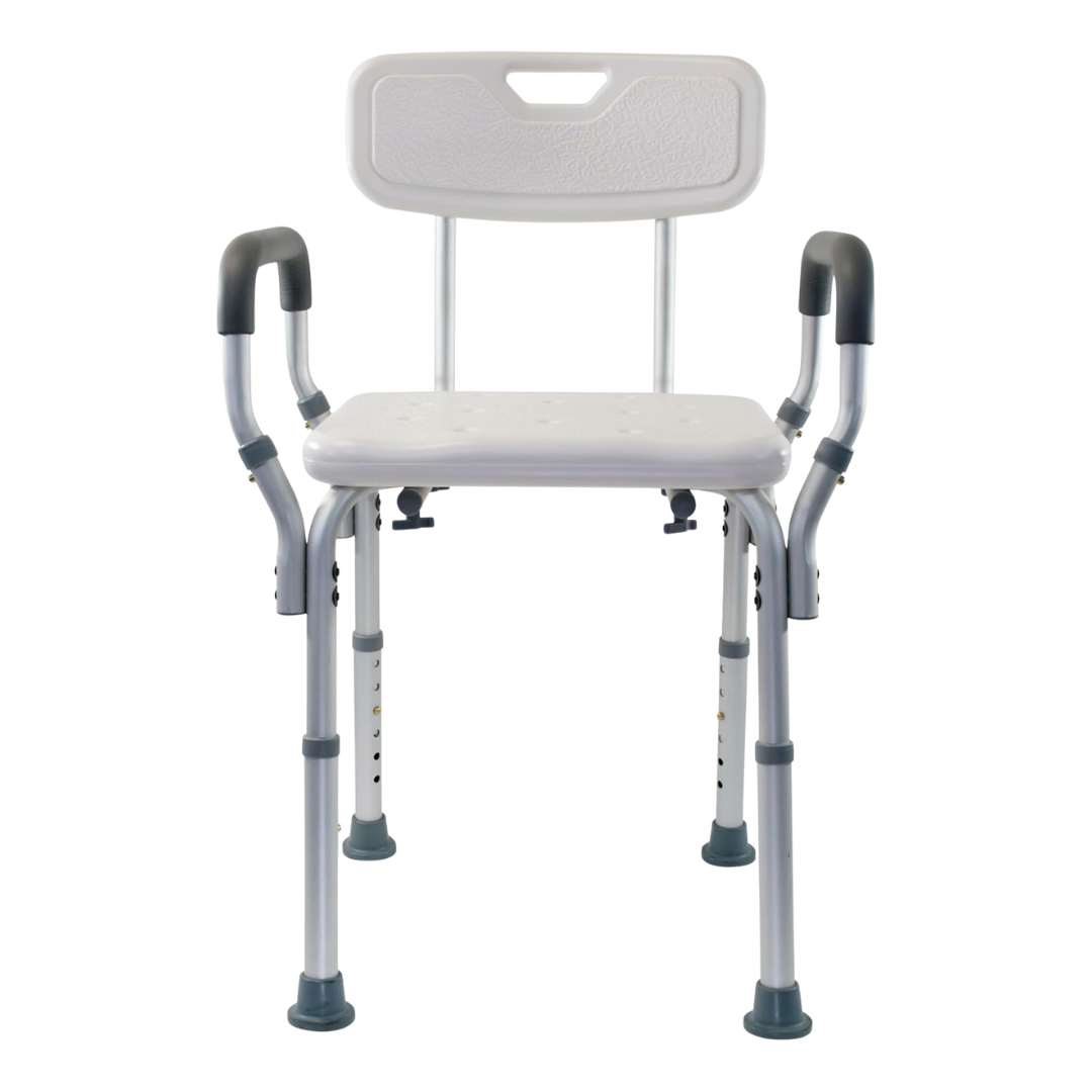 Adjustable Shower and Bath Seat with Armrests and Optional Backrest