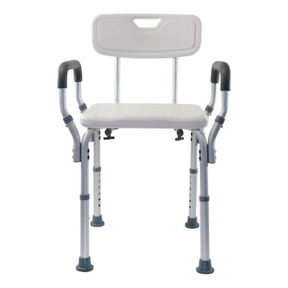 Adjustable Shower and Bath Seat with Armrests and Optional Backrest