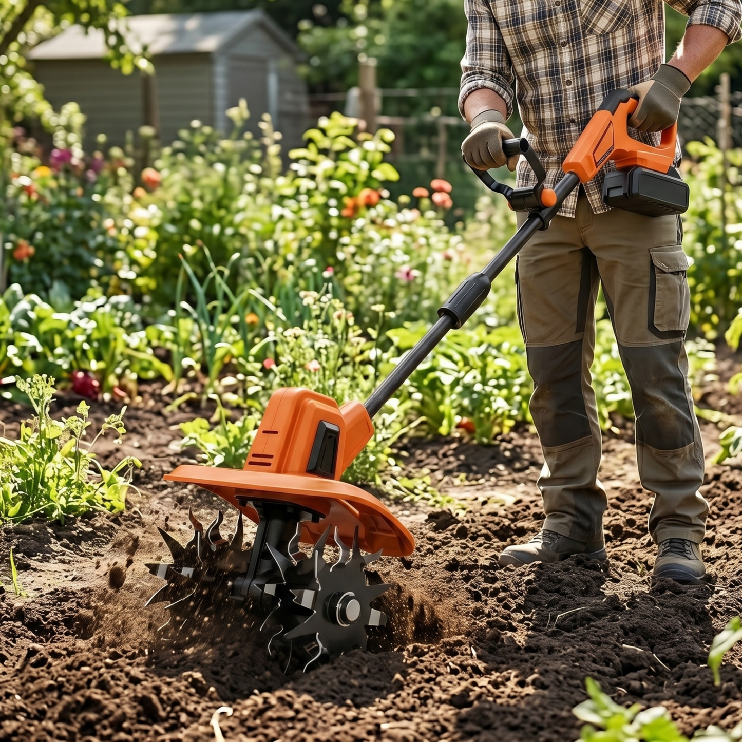 48 Steel Tine Soil Tiller Tool - Battery Powered, 270 RPM