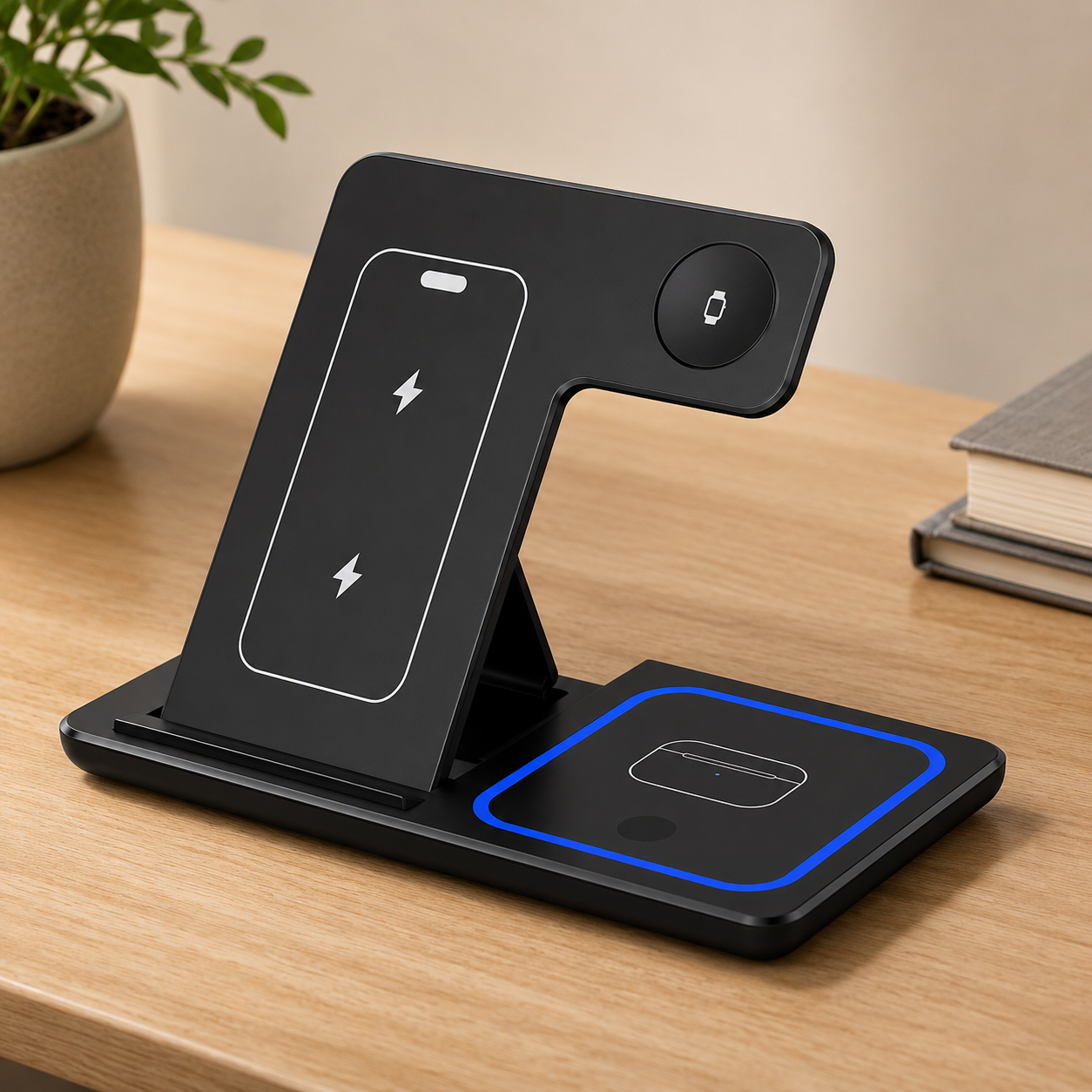 3-in-1 Wireless Charging Dock – Foldable and Versatile Charging Solution