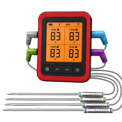Wireless Meat Thermometer with 4 Probes for Grilling and Smoking