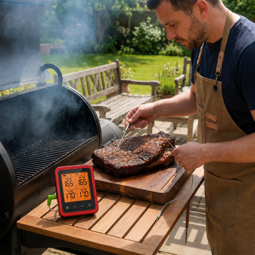 Wireless Meat Thermometer with 4 Probes for Grilling and Smoking