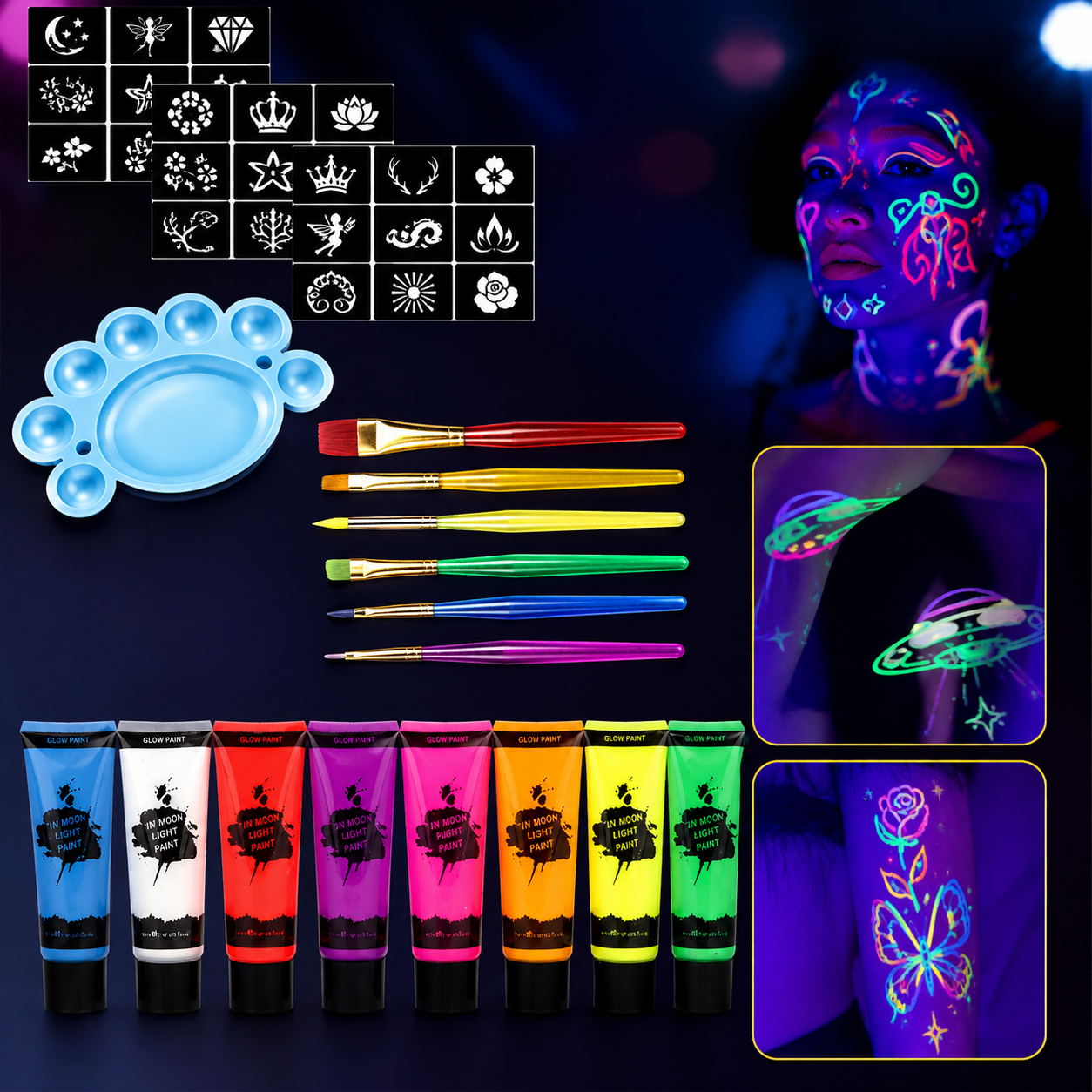 Vibrant UV Body Art Kit for Unforgettable Events