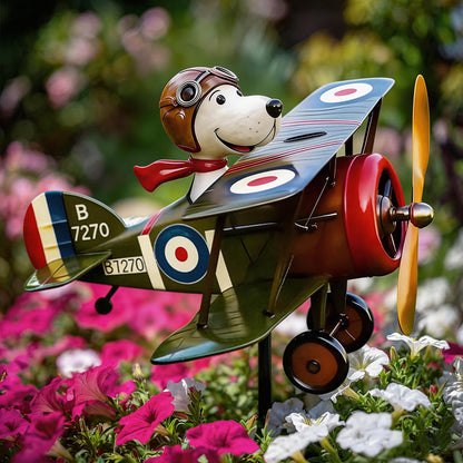 Rust-Resistant Vintage Airplane Wind Twirler for Gardens