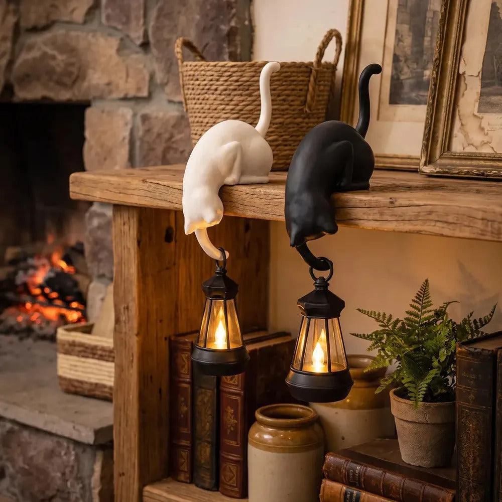 Whimsical Cat Shelf Hook Sculpture for Home Decor